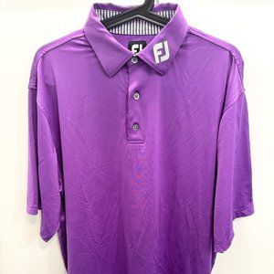 FootJoy Polo Shirt Mens Large Purple Stretch Golf Short Sleeve Striped